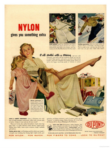 These legs are wearing Phoenix Beauty Marked stockings ad 1953 VOG